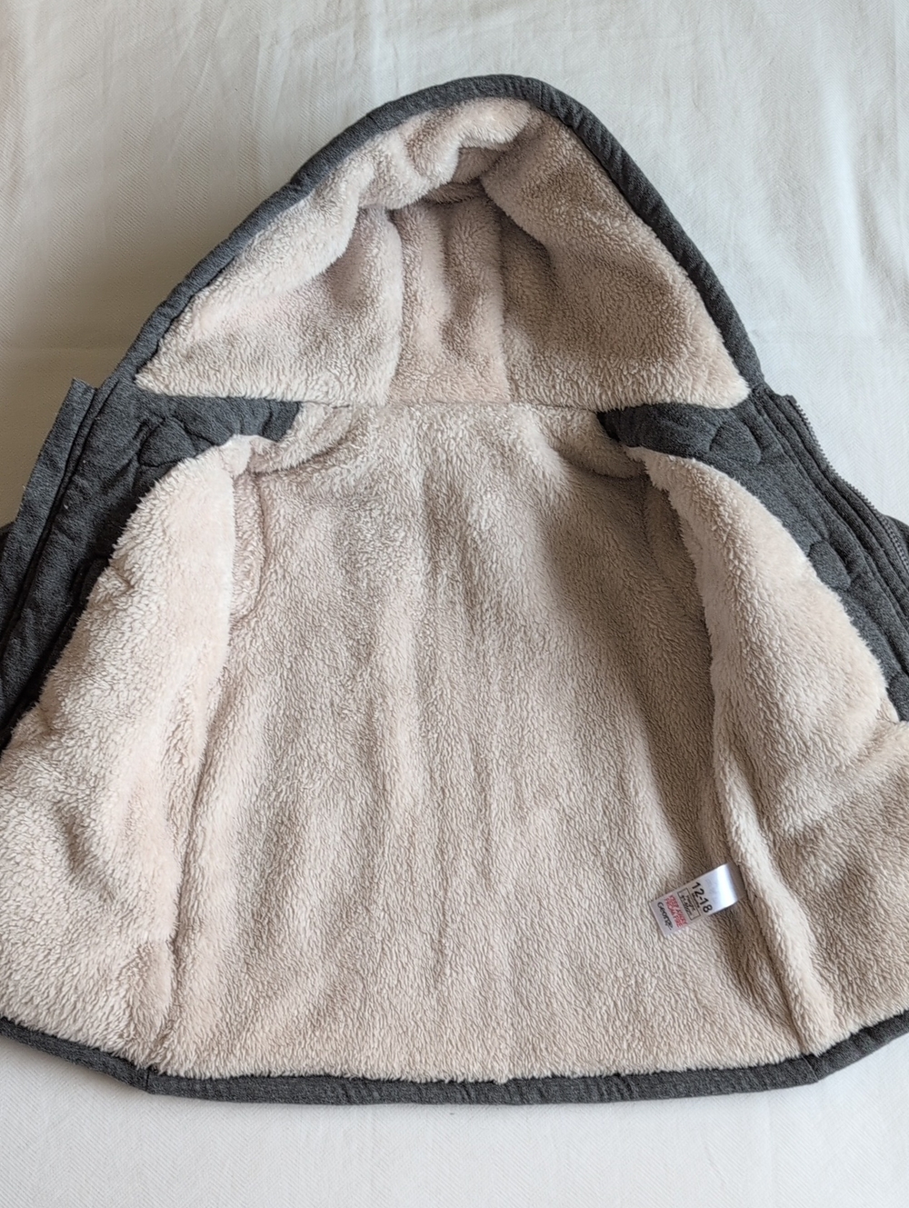 George Baby Charcoal Gray Hooded Toggle Duffle Coat Fleece Lined 12-18M - Picture 5 of 10